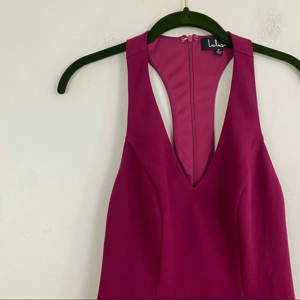 LULUS burgundy plunge neck bodycon mini dress - Picture 5 of 6